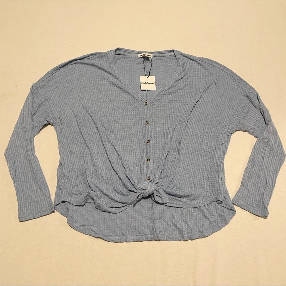 Charlotte Russe Womens Button Up Tie Up Long Sleeve Top Size XL